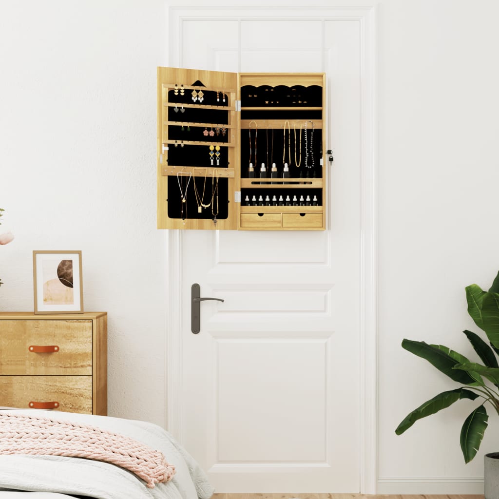 Armoire à bijoux avec miroir, fixation murale 37,5x10x67 cm