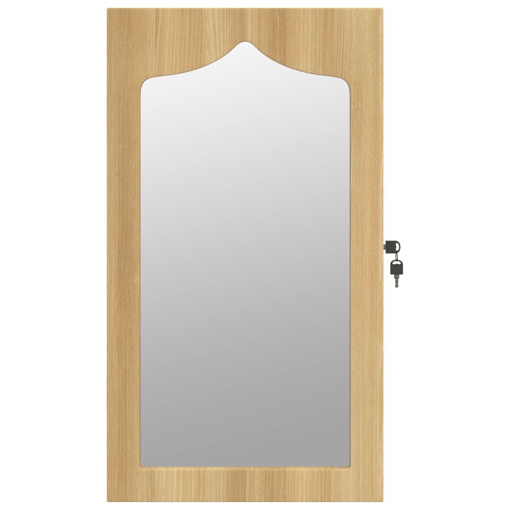 Armoire à bijoux avec miroir, fixation murale 37,5x10x67 cm