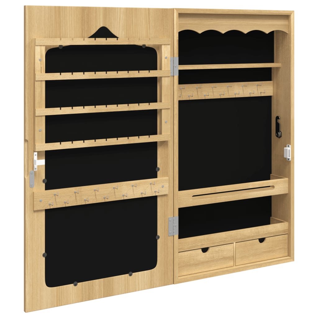 Armoire à bijoux avec miroir, fixation murale 37,5x10x67 cm