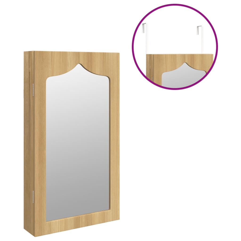 Armoire à bijoux avec miroir, fixation murale 37,5x10x67 cm