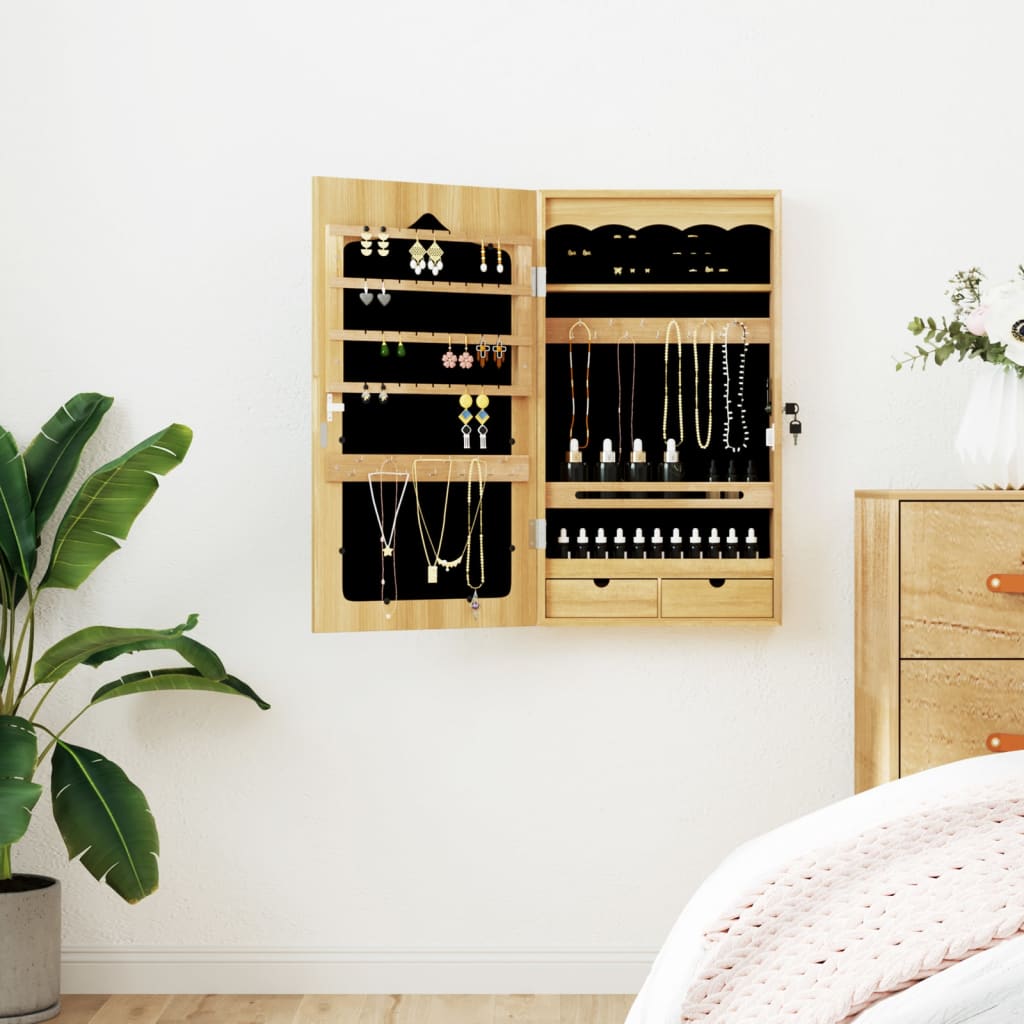 Armoire à bijoux avec miroir, fixation murale 37,5x10x67 cm