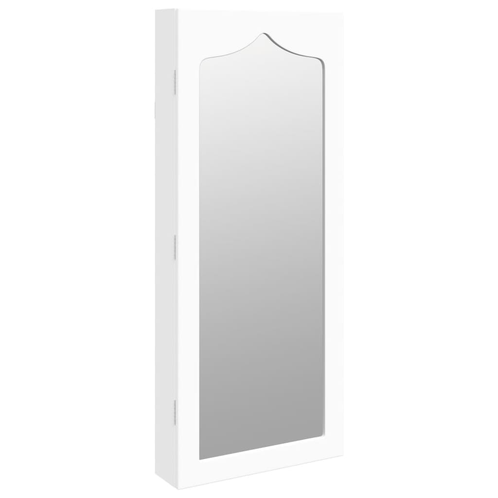 Armoire à bijoux avec miroir, fixation murale, blanc, 37,5x10x90 cm
