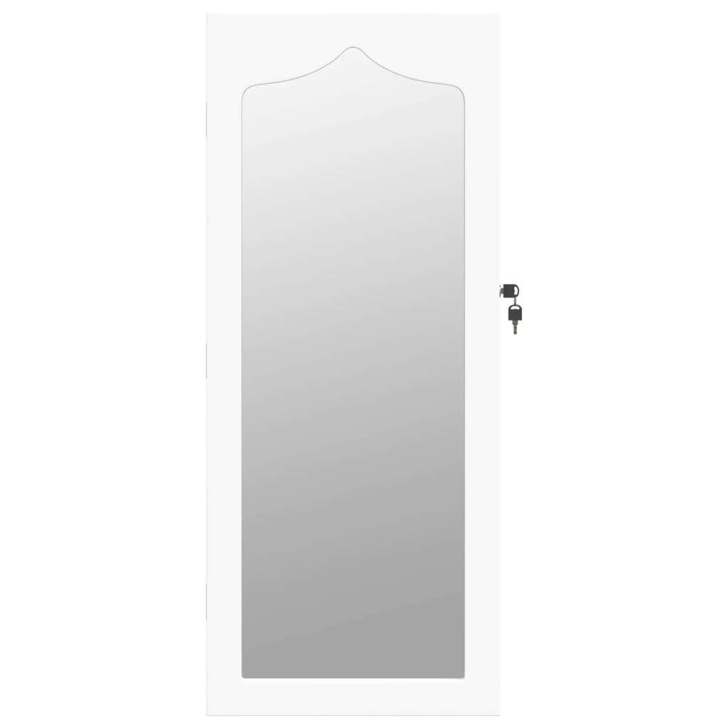 Armoire à bijoux avec miroir, fixation murale, blanc, 37,5x10x90 cm
