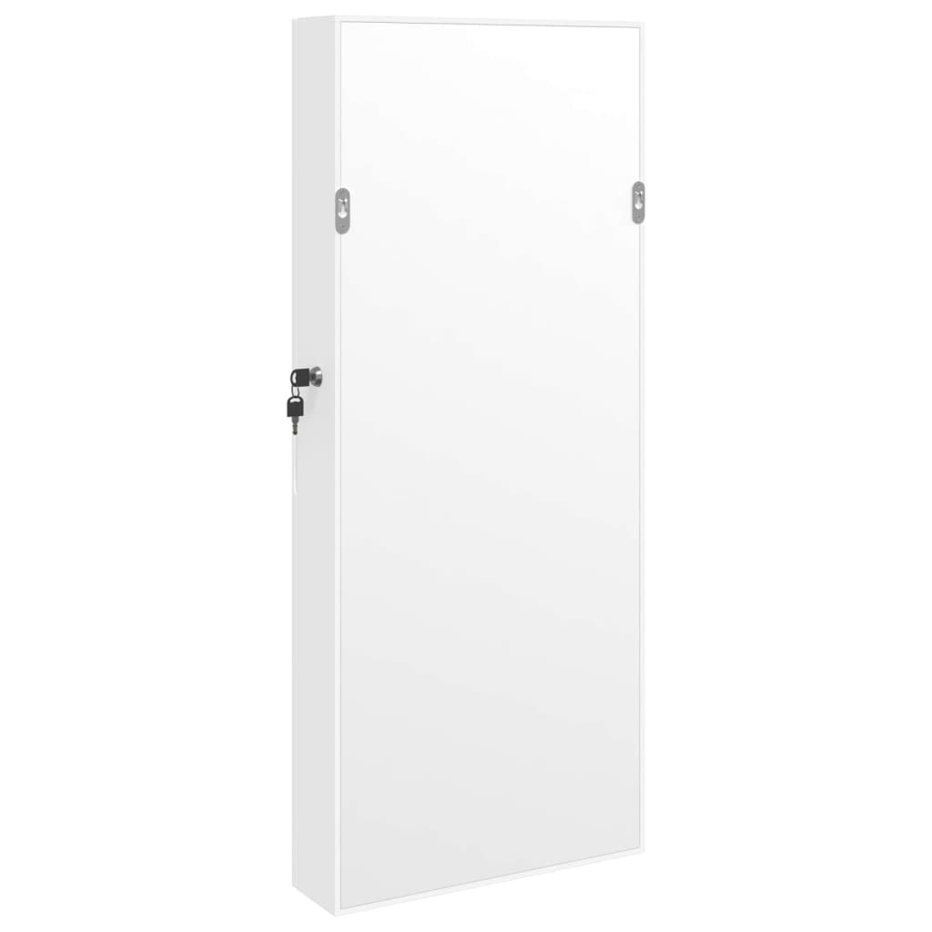 Armoire à bijoux avec miroir, fixation murale, blanc, 37,5x10x90 cm