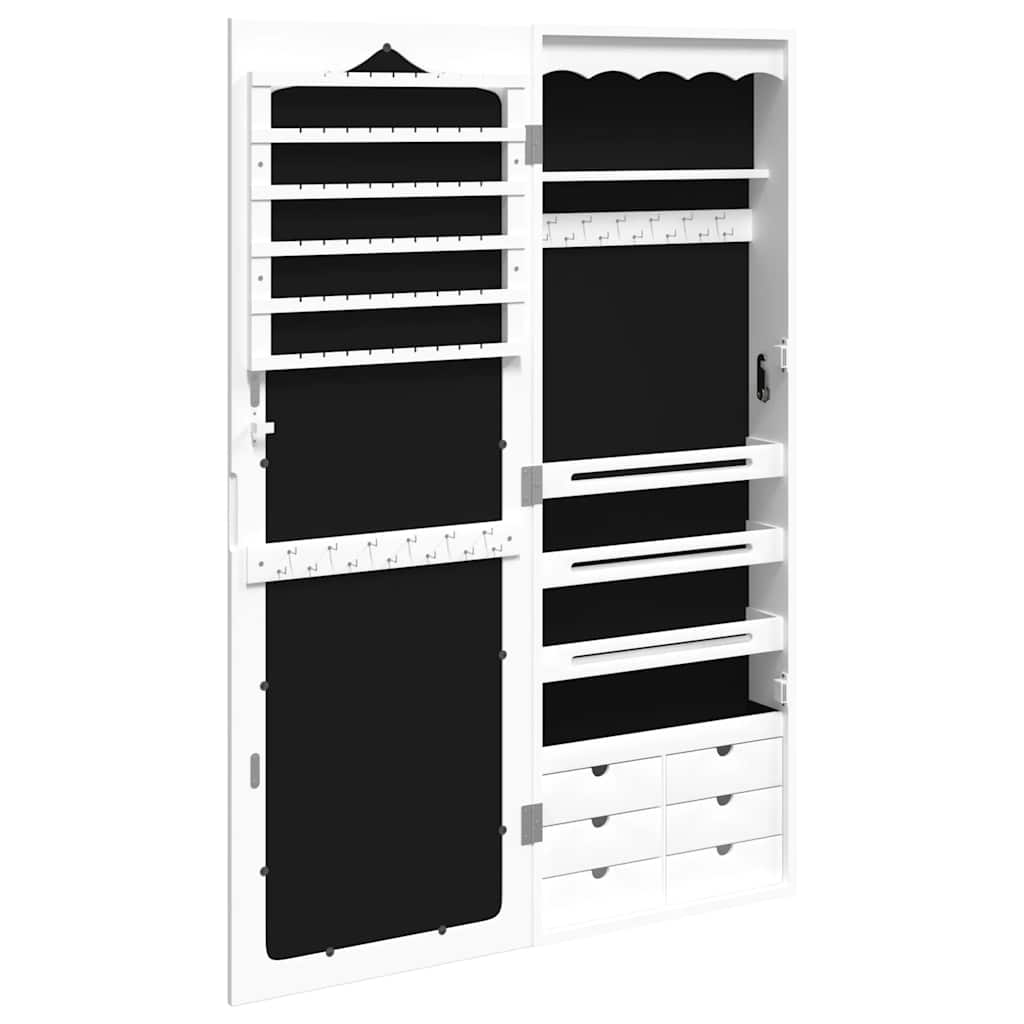 Jewelry Cabinet with Mirror Wall Mounted White 37.5x10x106 cm