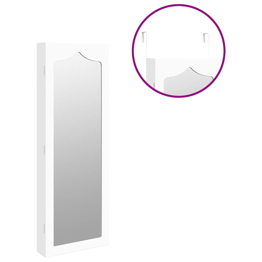 Jewelry Cabinet with Mirror Wall Mounted White 37.5x10x106 cm