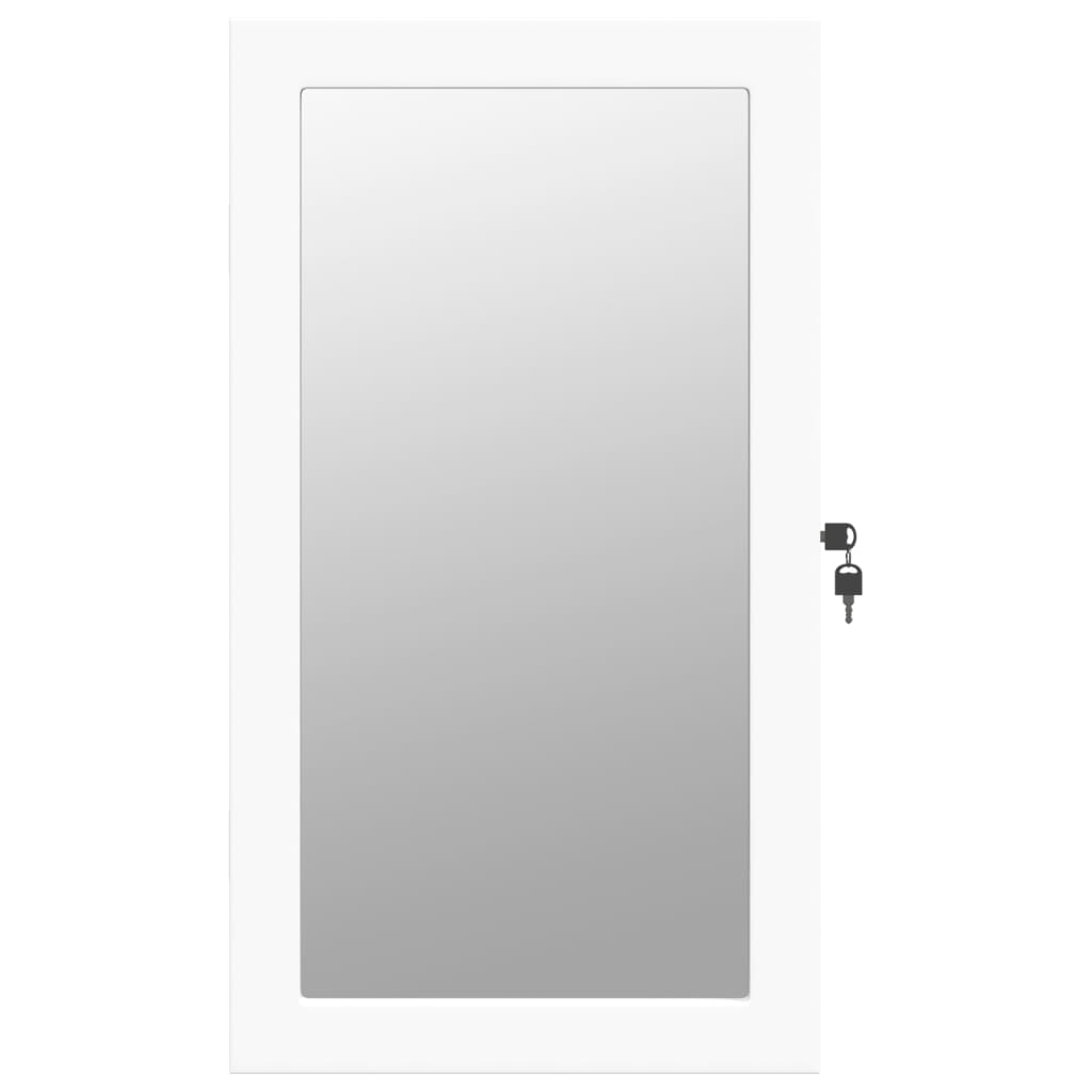 Armoire à bijoux miroir avec éclairage LED Montage mural Blanc