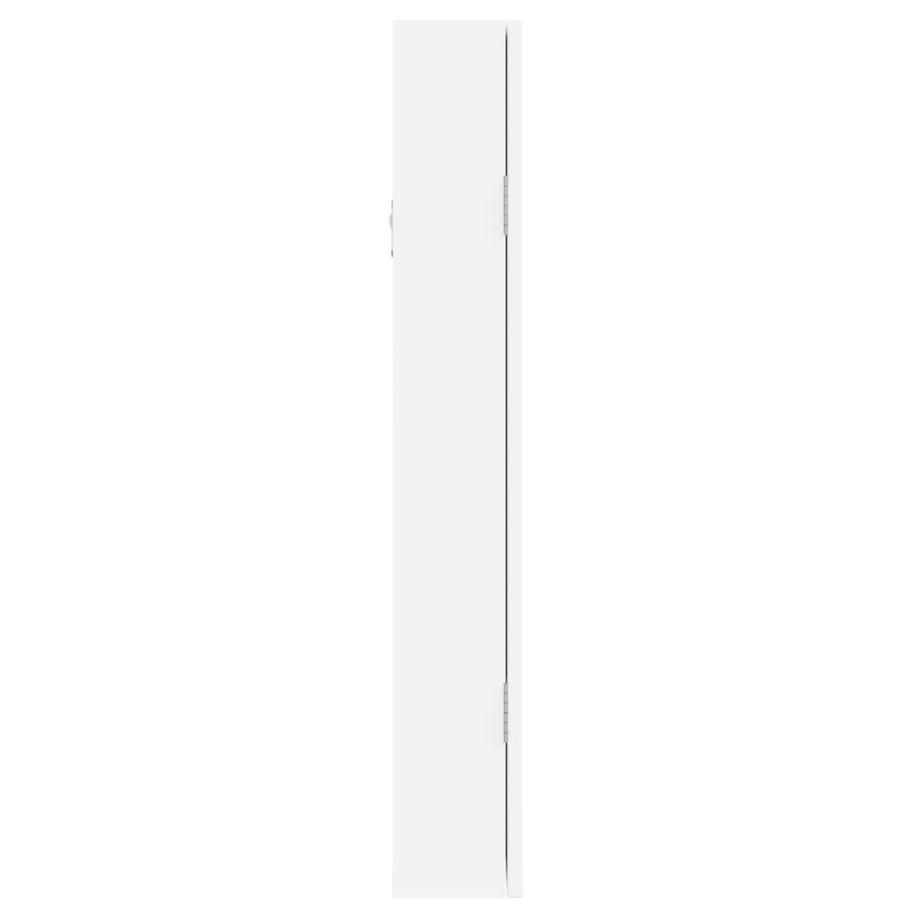 Armoire à bijoux miroir avec éclairage LED Montage mural Blanc