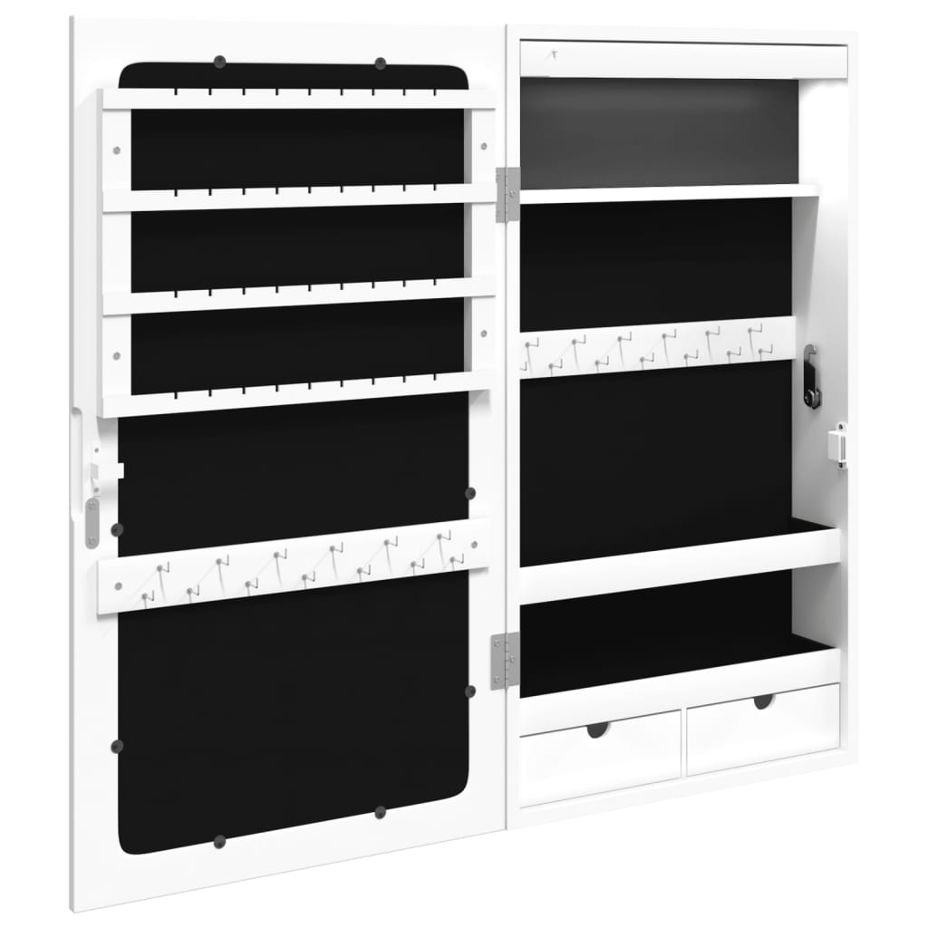 Armoire à bijoux miroir avec éclairage LED Montage mural Blanc