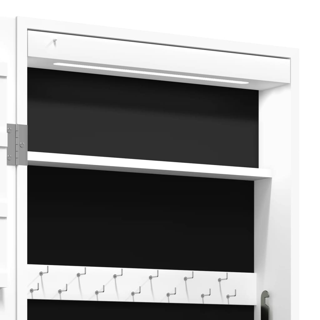 Armoire à bijoux miroir avec éclairage LED Montage mural Blanc