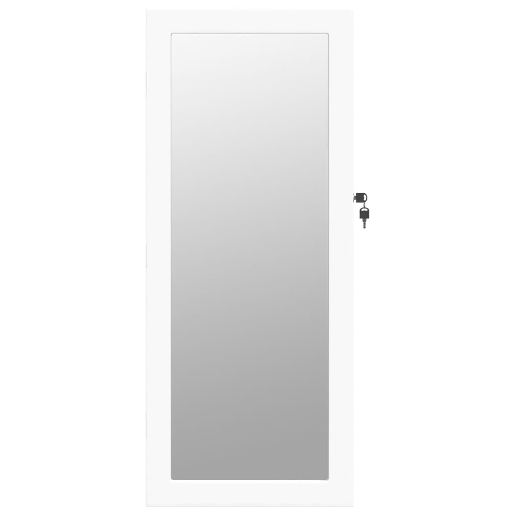 Mirror Jewelry Cabinet with LED Lighting Wall Mounted White