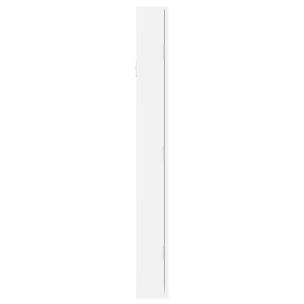 Mirror Jewelry Cabinet with LED Lighting Wall Mounted White