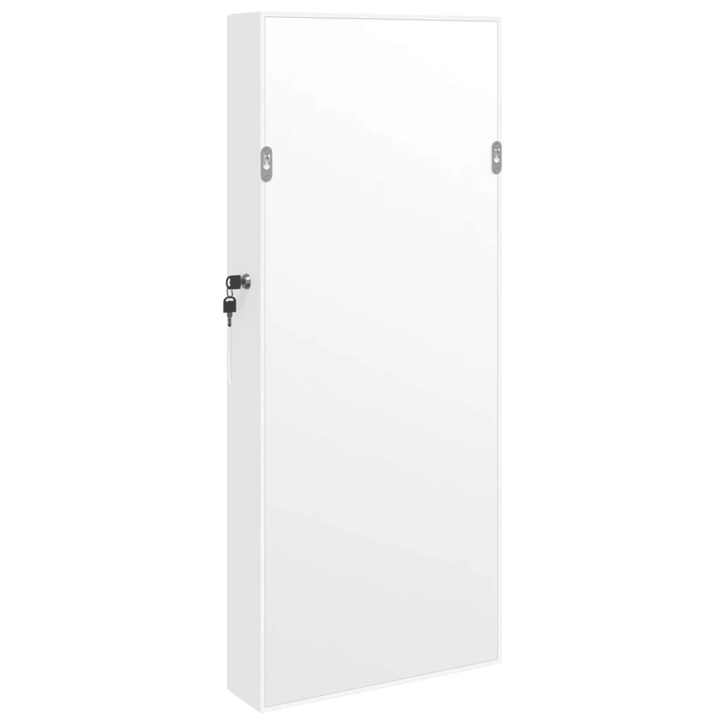 Mirror Jewelry Cabinet with LED Lighting Wall Mounted White
