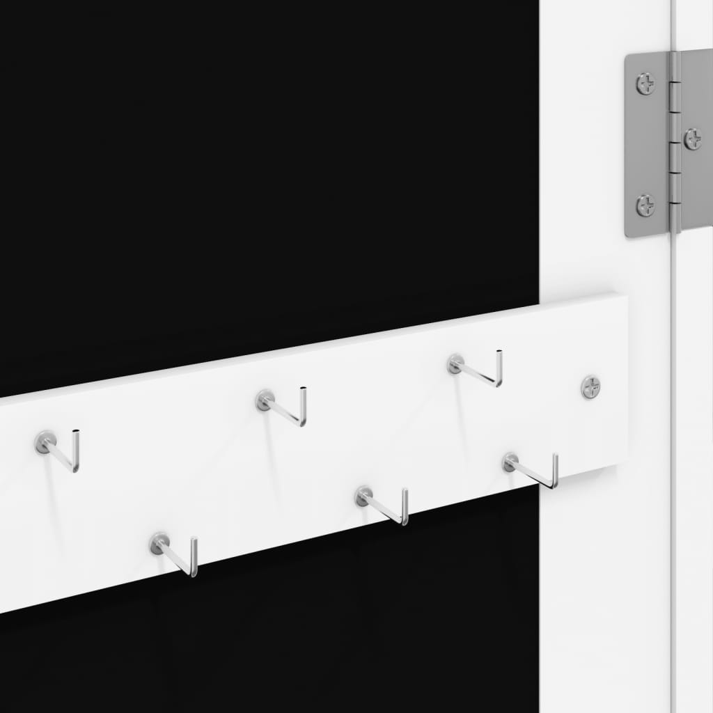 Mirror Jewelry Cabinet with LED Lighting Wall Mounted White