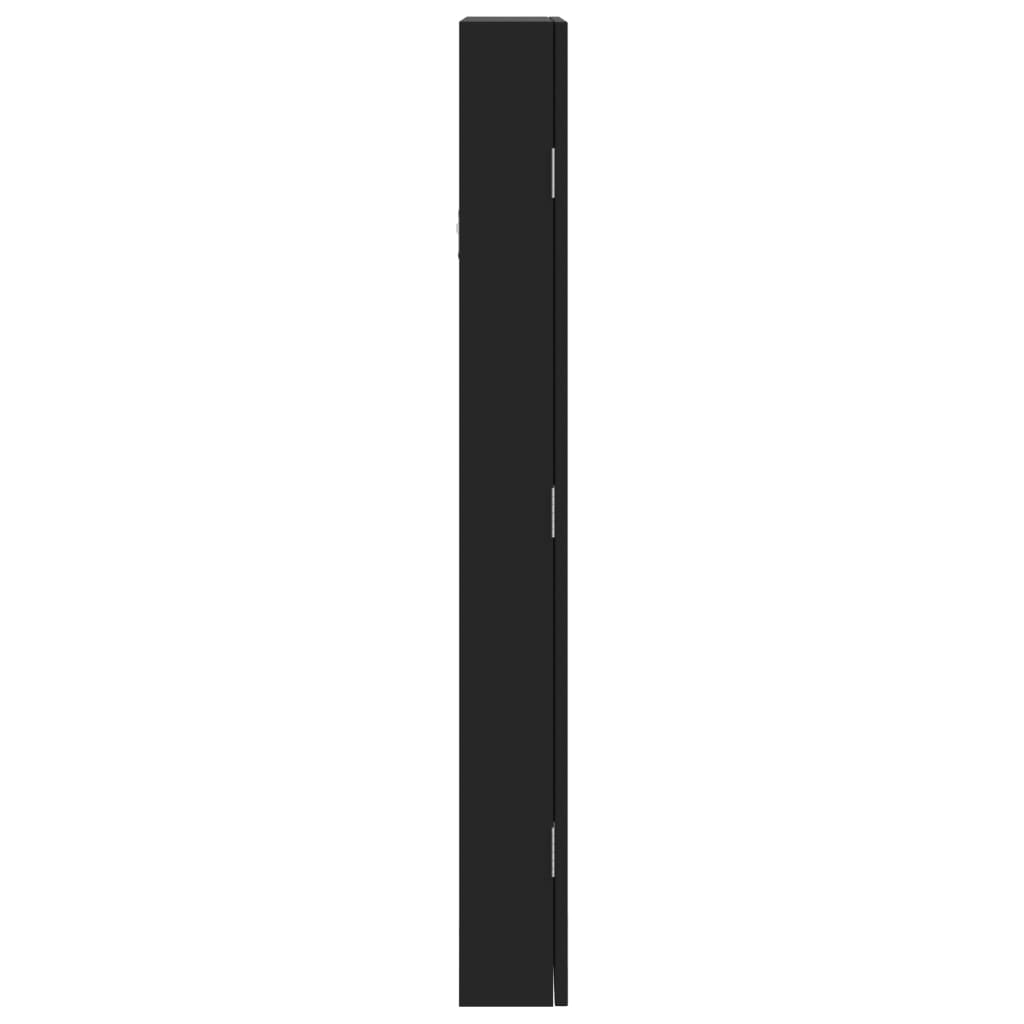 Mirror Jewelry Cabinet with LED Lighting Wall Mounted Black