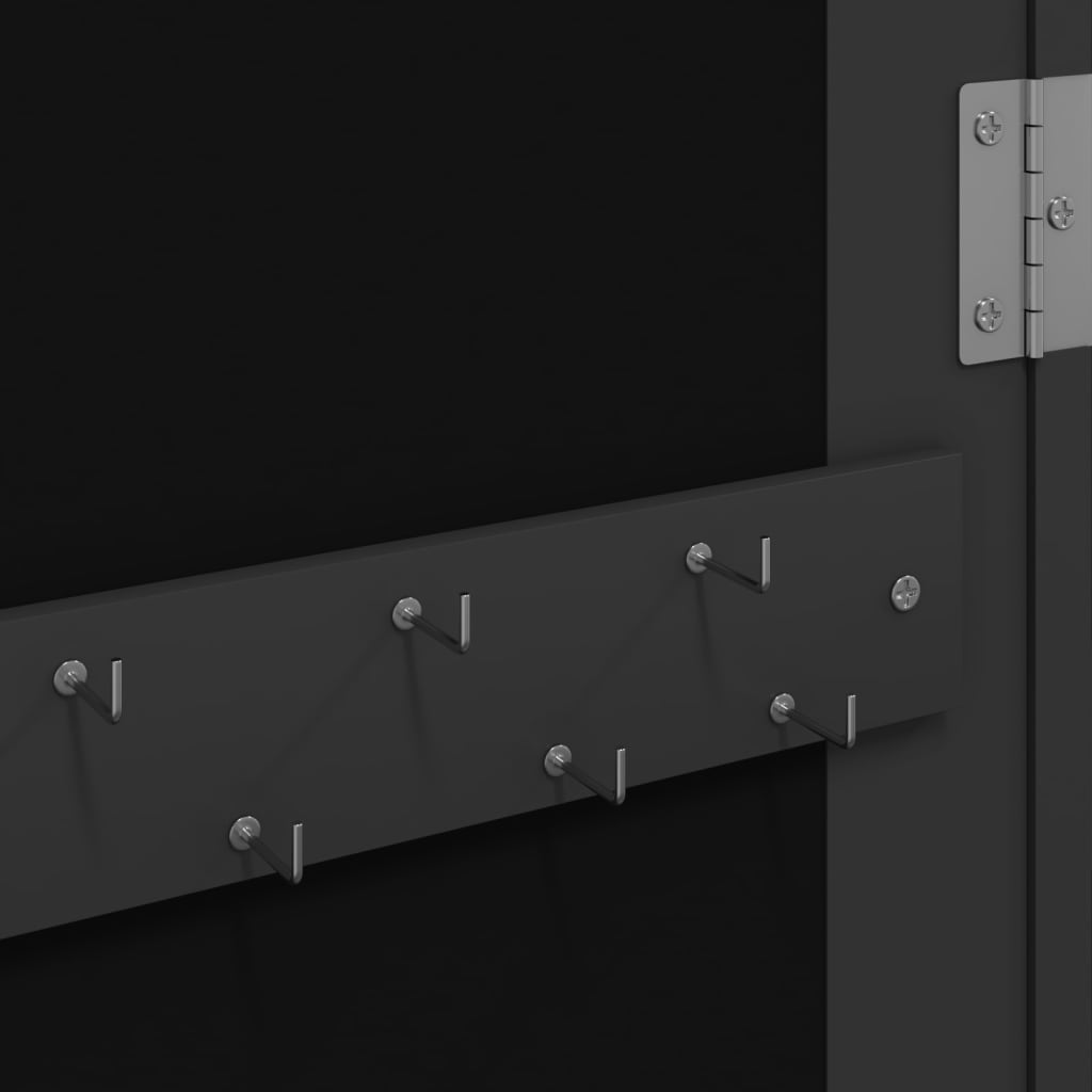 Mirror Jewelry Cabinet with LED Lighting Wall Mounted Black