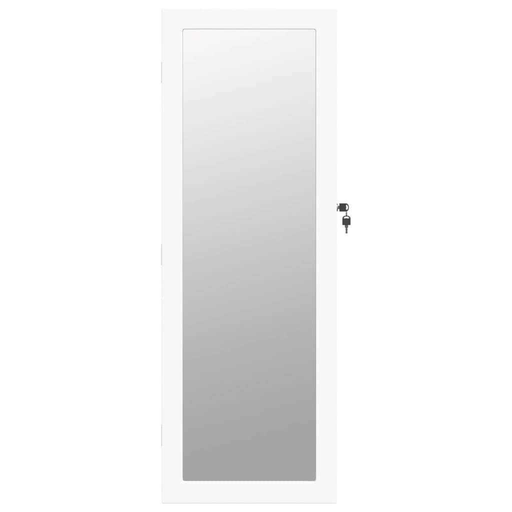 Armoire à bijoux miroir avec éclairage LED Montage mural Blanc