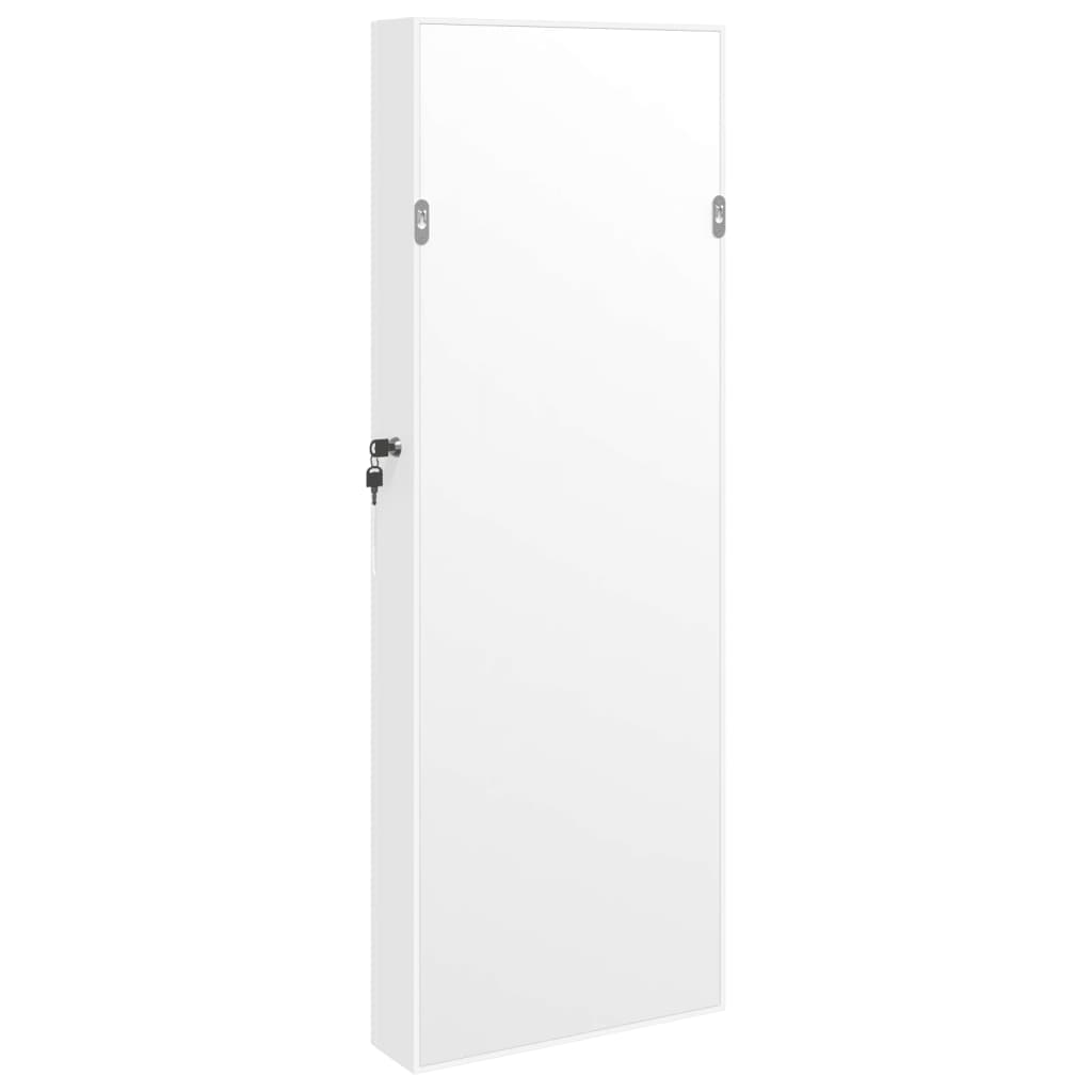 Armoire à bijoux miroir avec éclairage LED Montage mural Blanc