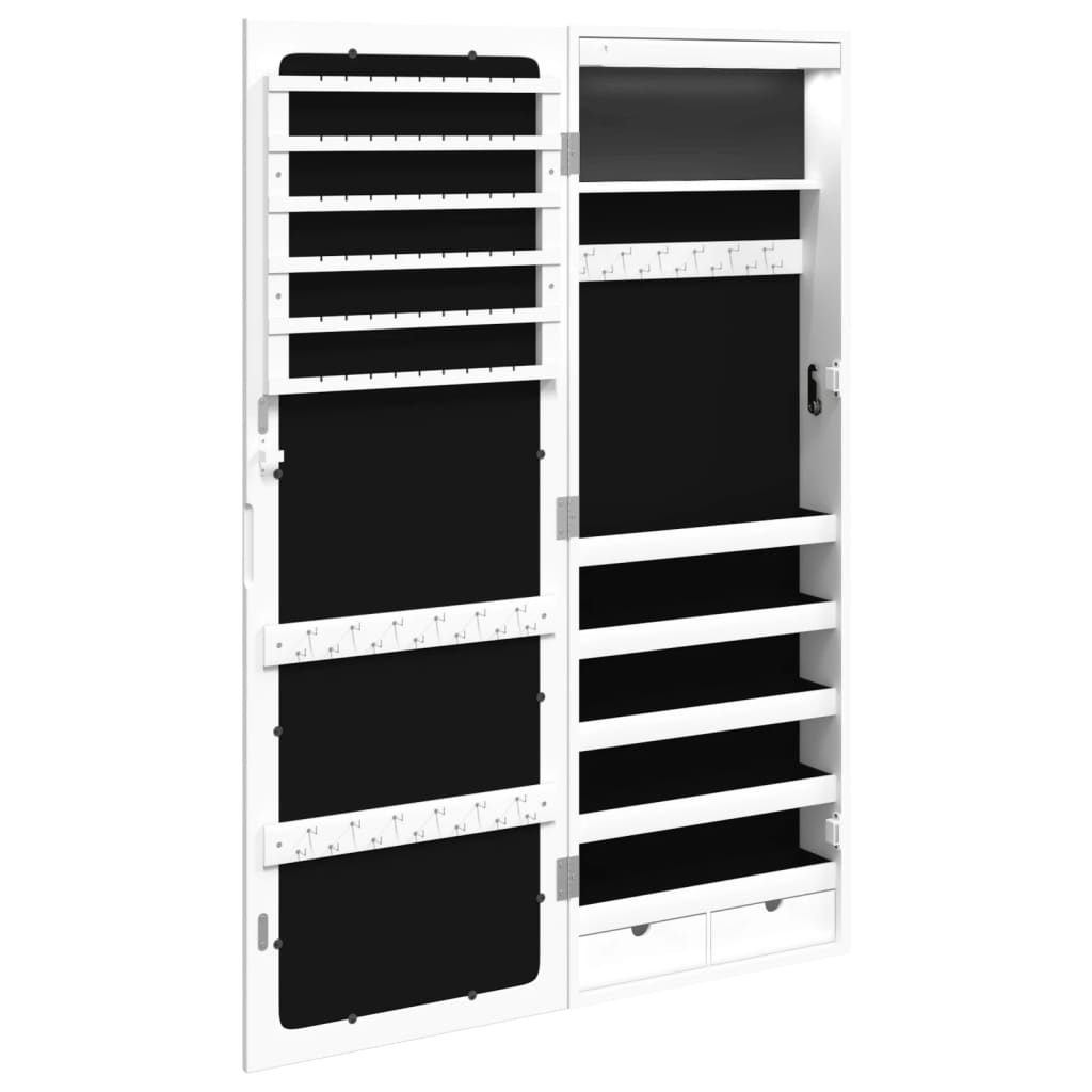 Armoire à bijoux miroir avec éclairage LED Montage mural Blanc
