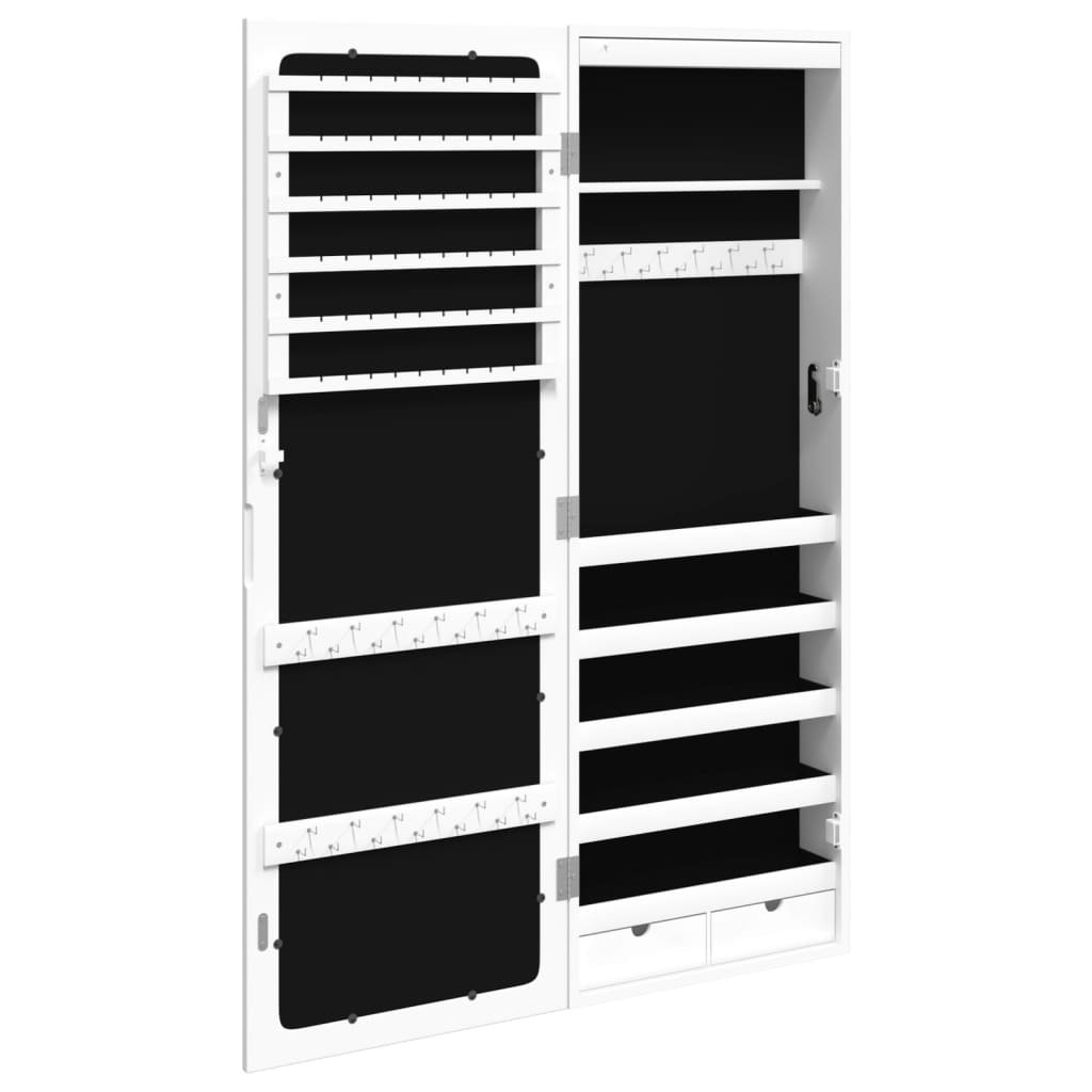 Armoire à bijoux miroir avec éclairage LED Montage mural Blanc