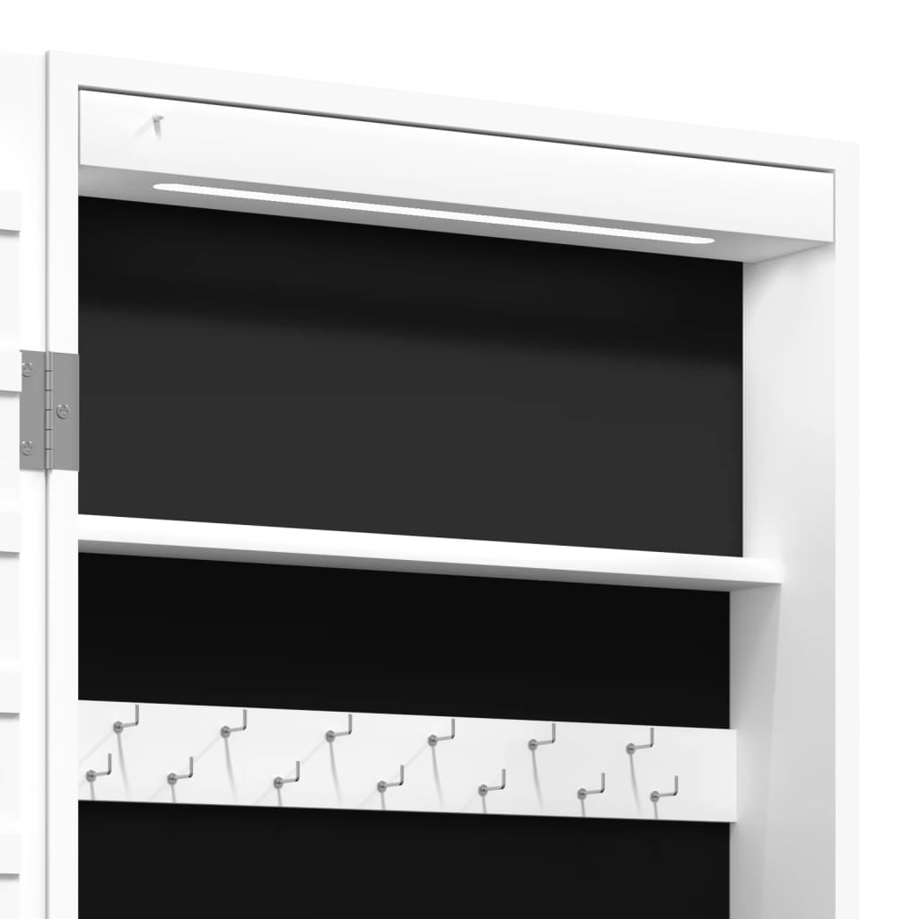 Armoire à bijoux miroir avec éclairage LED Montage mural Blanc