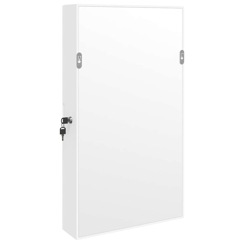 Armoire à bijoux miroir avec éclairage LED Montage mural Blanc