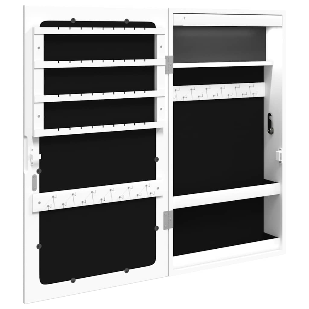 Armoire à bijoux miroir avec éclairage LED Montage mural Blanc