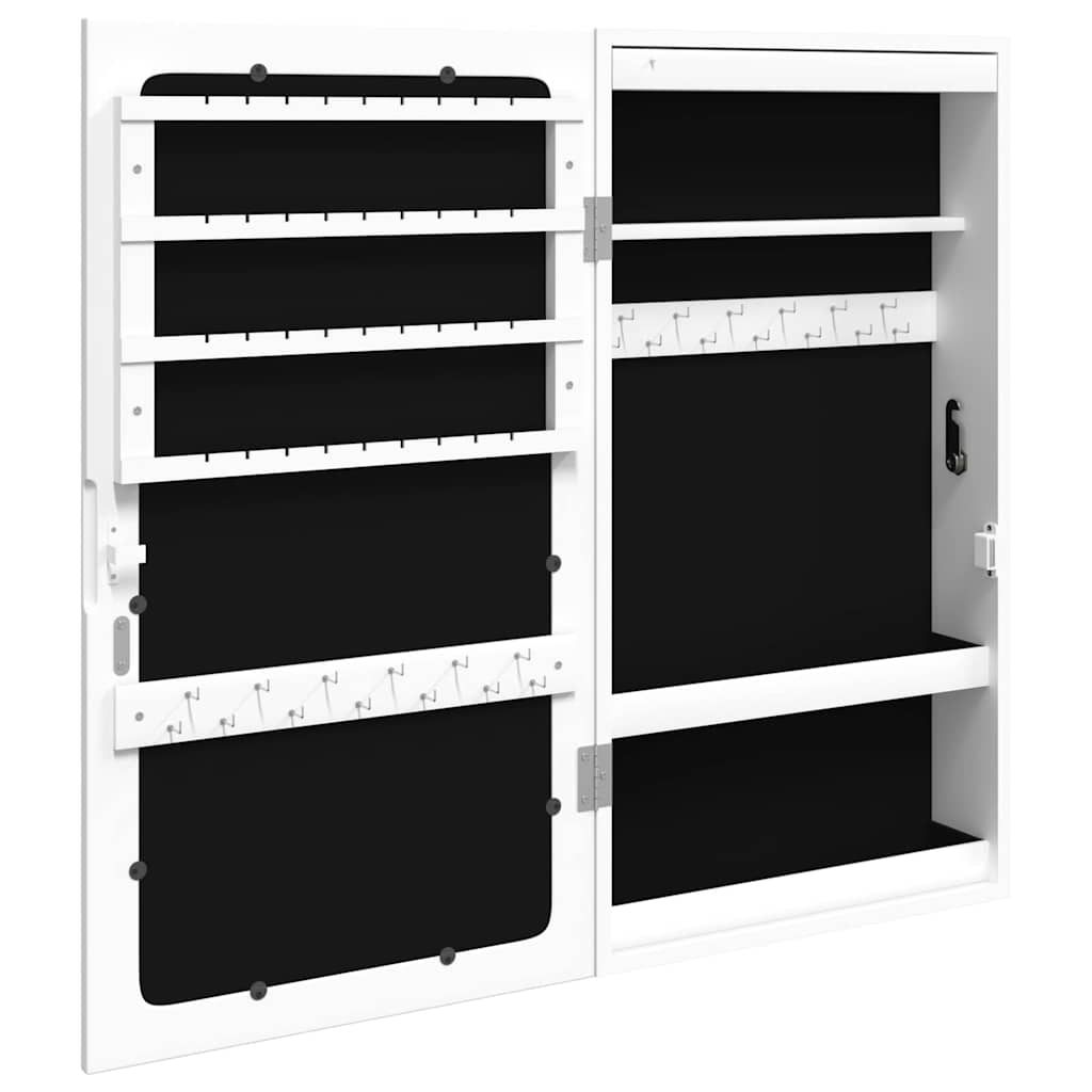 Armoire à bijoux miroir avec éclairage LED Montage mural Blanc