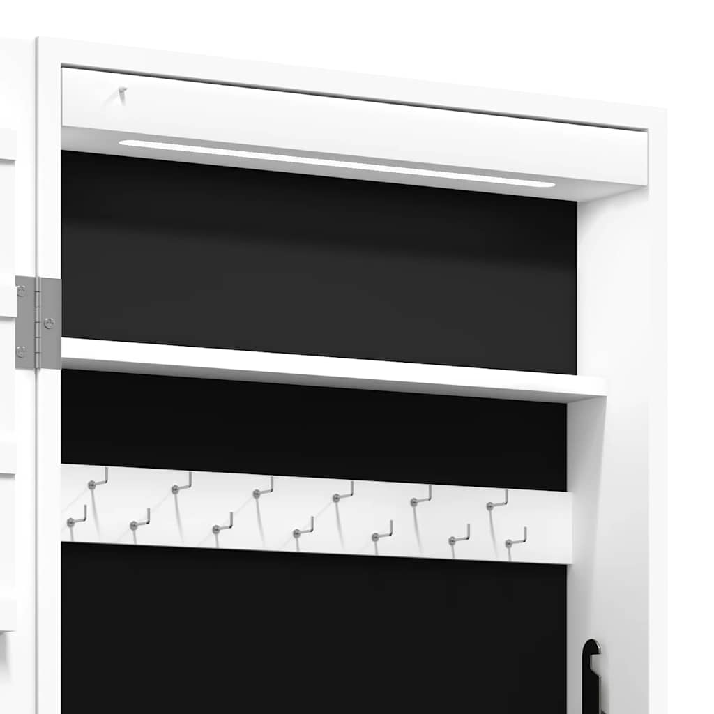 Armoire à bijoux miroir avec éclairage LED Montage mural Blanc