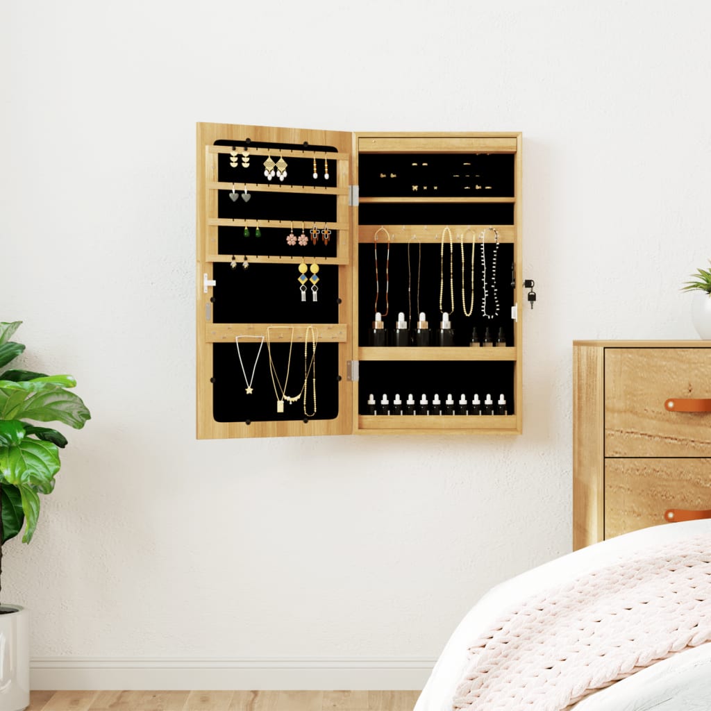 Armoire à bijoux-miroir avec éclairage LED, fixation murale