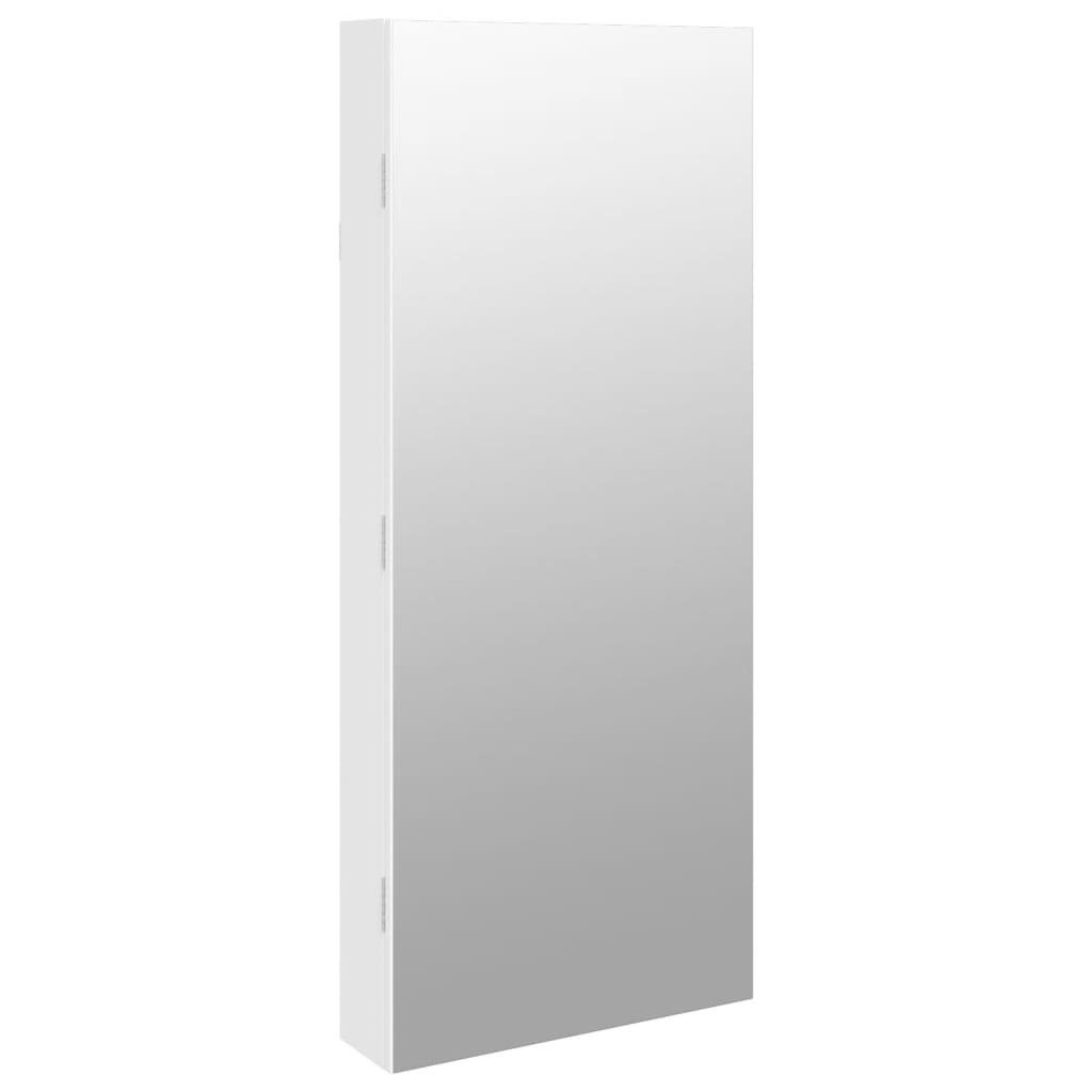 Armoire à bijoux miroir avec éclairage LED Montage mural Blanc