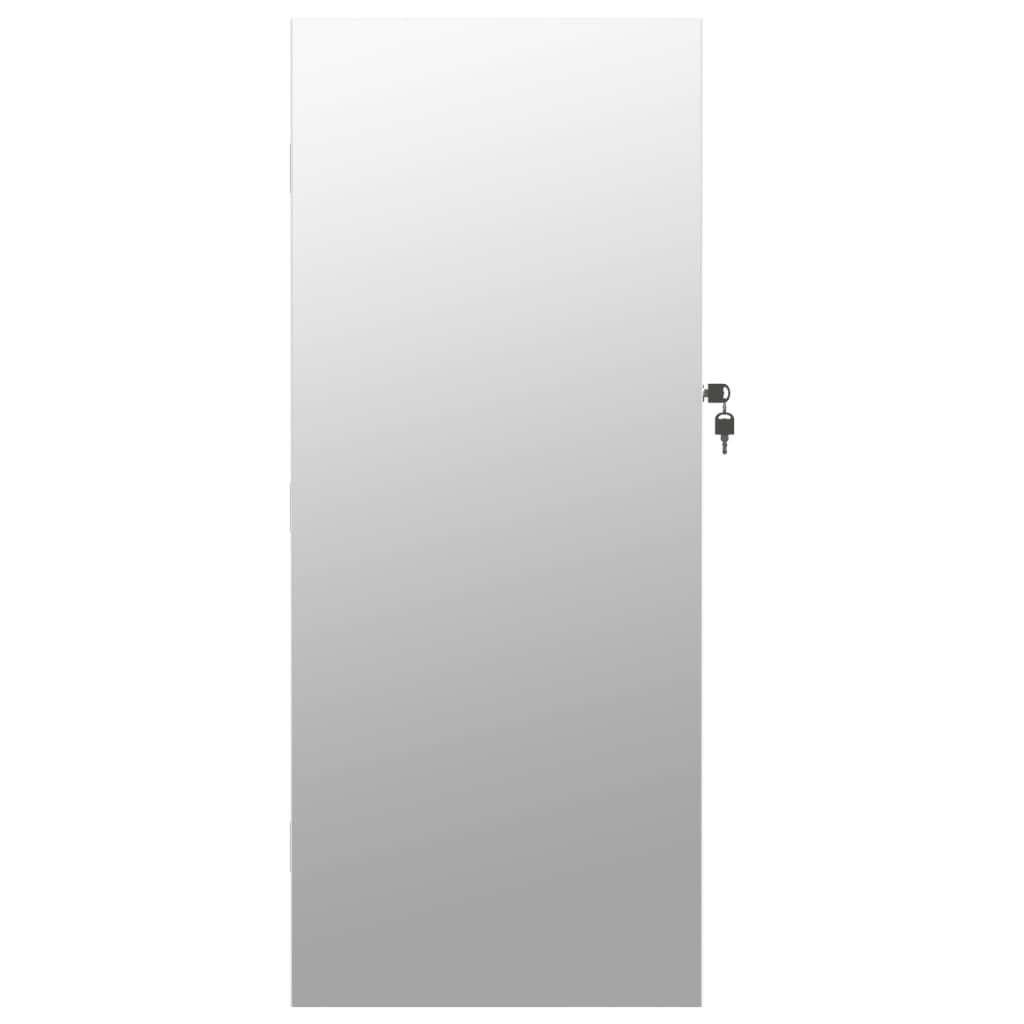 Armoire à bijoux miroir avec éclairage LED Montage mural Blanc
