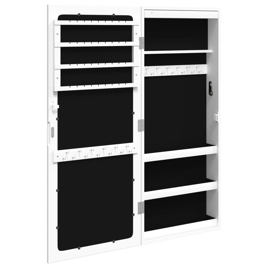 Armoire à bijoux miroir avec éclairage LED Montage mural Blanc