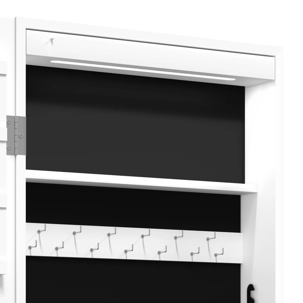 Armoire à bijoux miroir avec éclairage LED Montage mural Blanc
