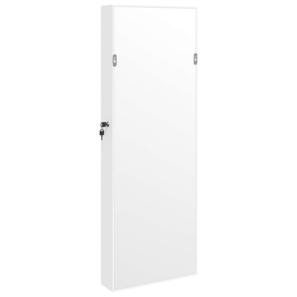 Armoire à bijoux miroir avec éclairage LED Montage mural Blanc