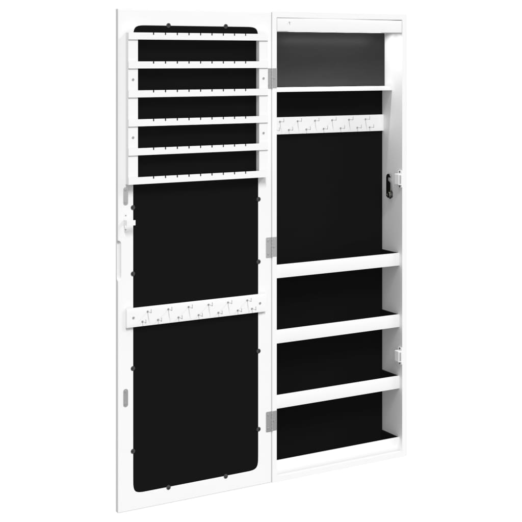 Armoire à bijoux miroir avec éclairage LED Montage mural Blanc