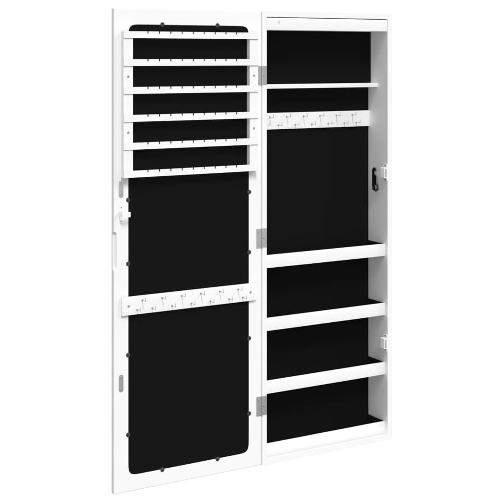 Armoire à bijoux miroir avec éclairage LED Montage mural Blanc