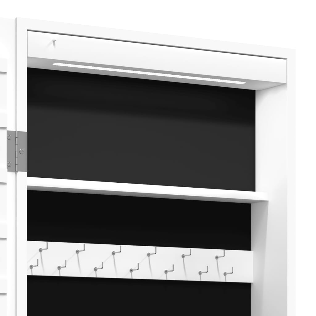 Armoire à bijoux miroir avec éclairage LED Montage mural Blanc