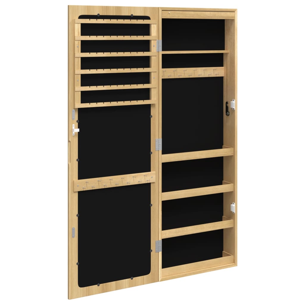 Mirror Jewelry Cabinet with LED Lighting Wall-mounted
