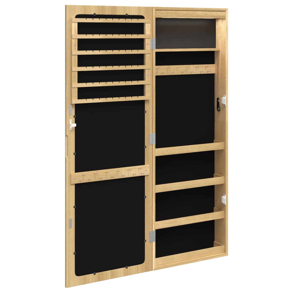 Mirror Jewelry Cabinet with LED Lighting Wall-mounted