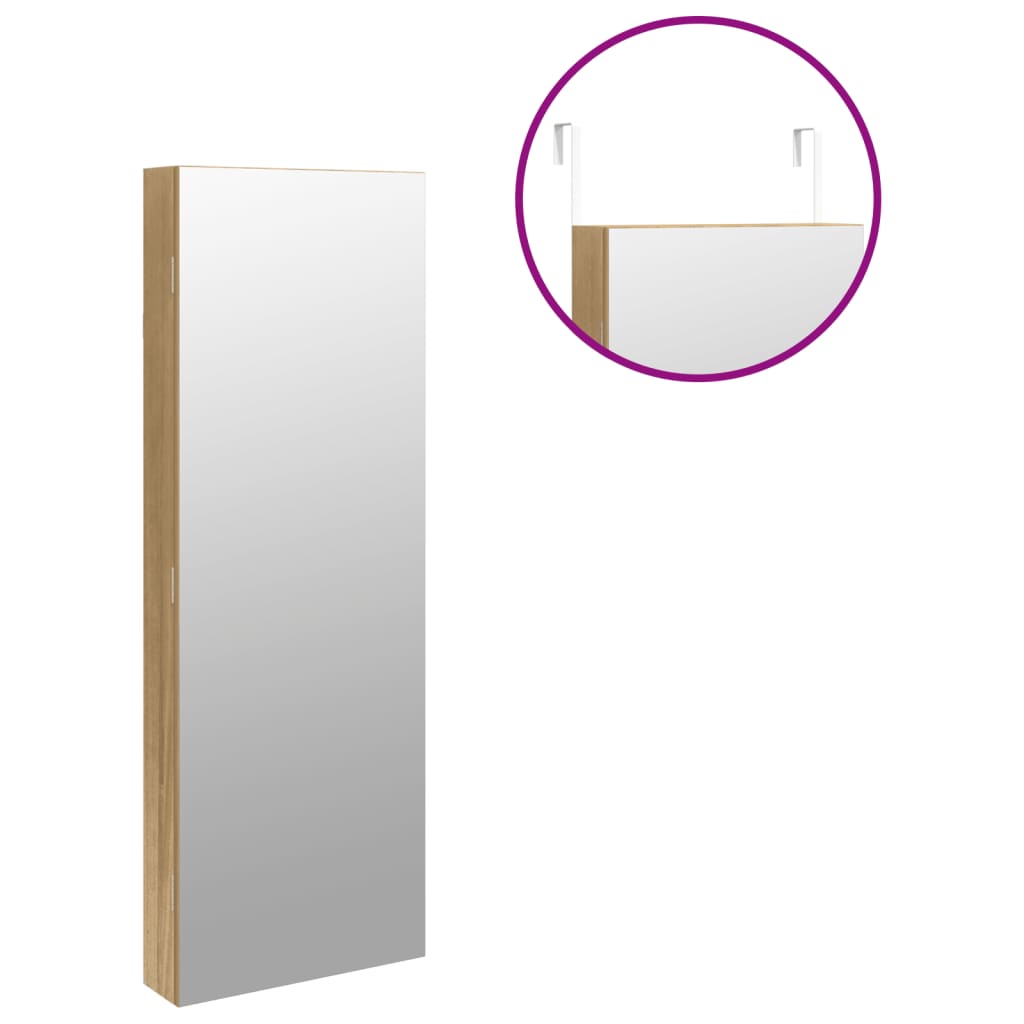 Mirror Jewelry Cabinet with LED Lighting Wall-mounted
