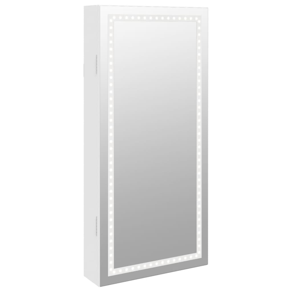 Armoire à bijoux miroir avec éclairage LED Montage mural Blanc