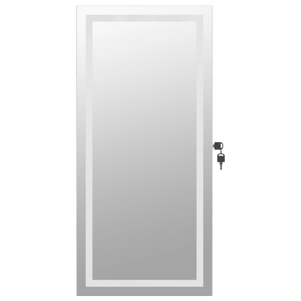 Armoire à bijoux miroir avec éclairage LED Montage mural Blanc