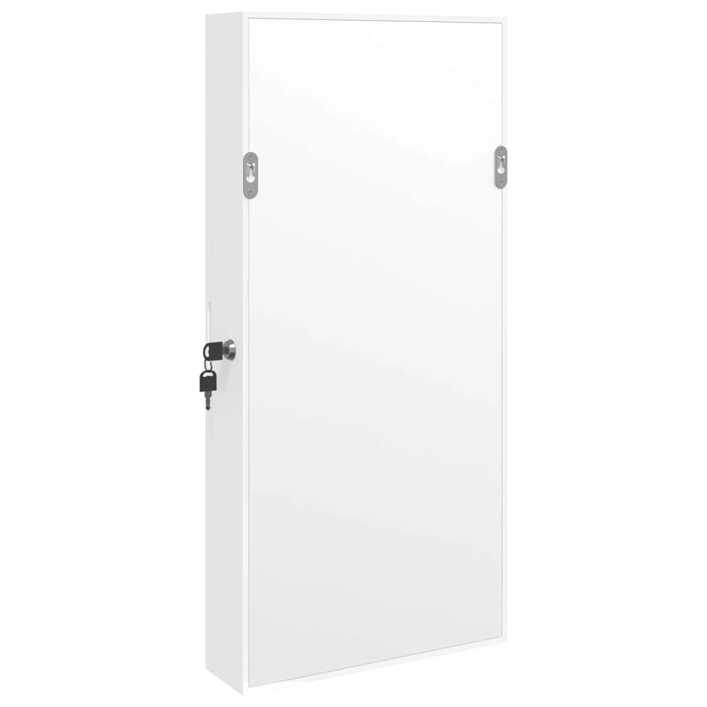 Armoire à bijoux miroir avec éclairage LED Montage mural Blanc