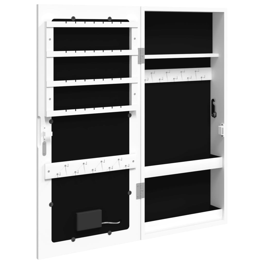 Armoire à bijoux miroir avec éclairage LED Montage mural Blanc