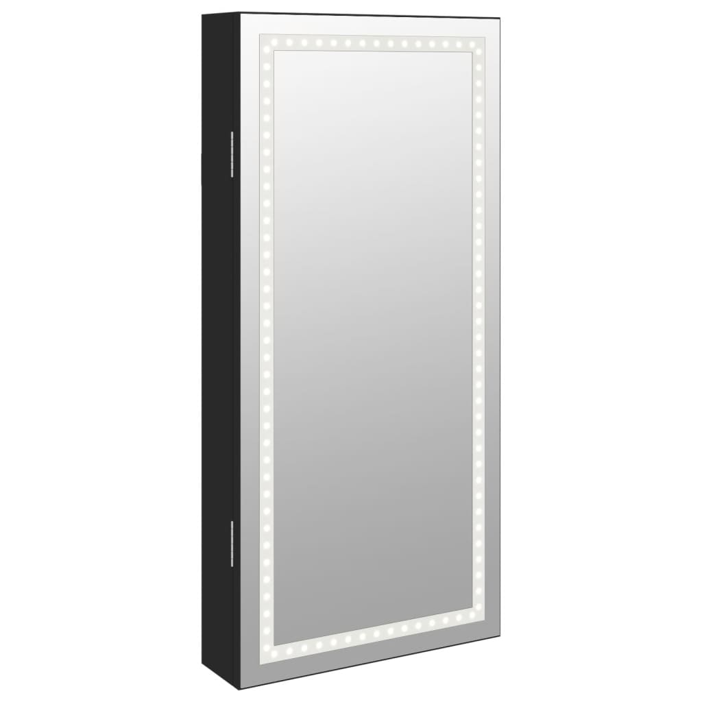Armoire à bijoux miroir avec éclairage LED Montage mural Noir