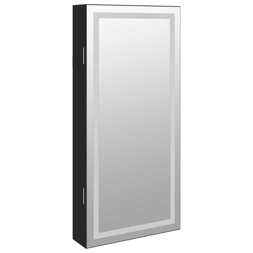 Armoire à bijoux miroir avec éclairage LED Montage mural Noir