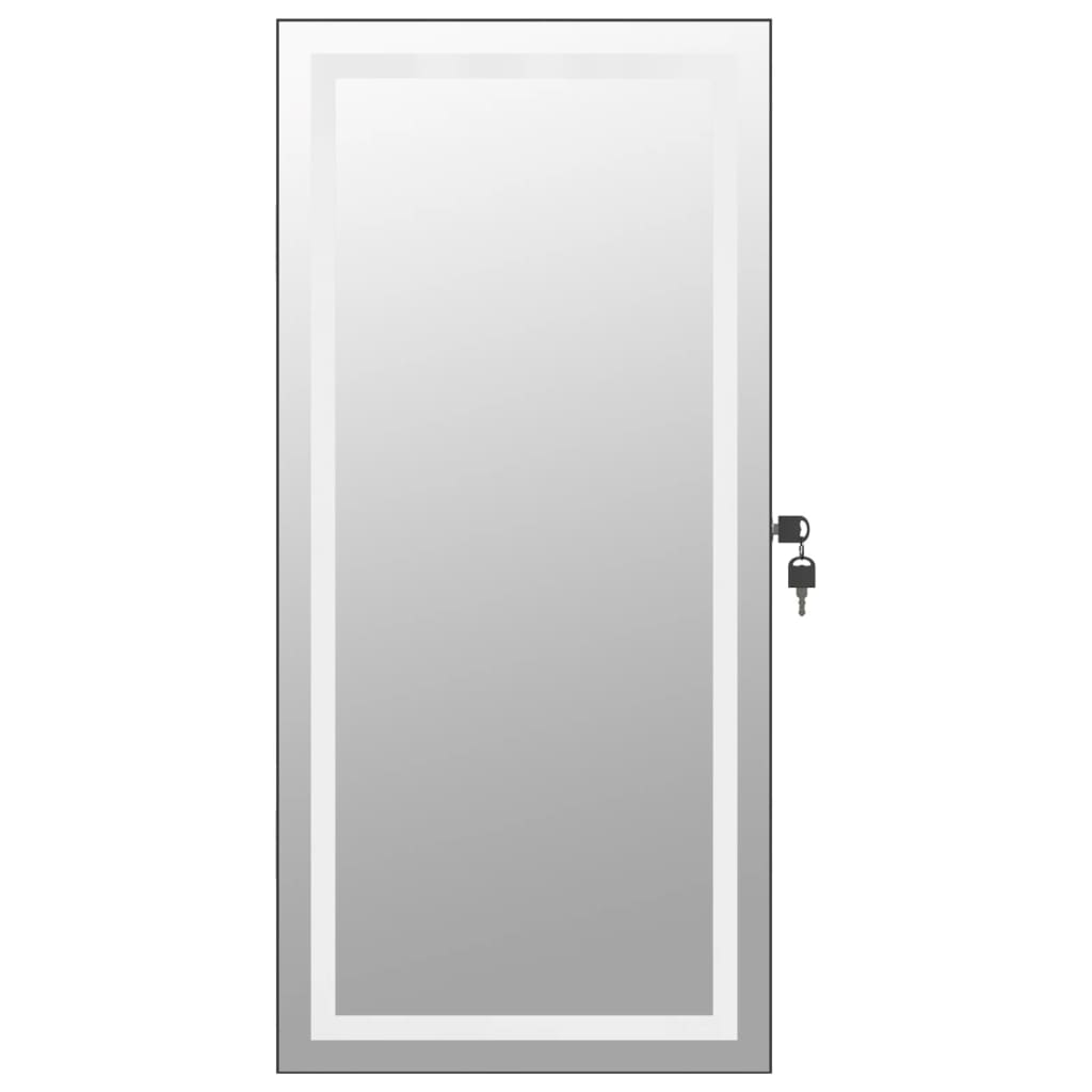 Armoire à bijoux miroir avec éclairage LED Montage mural Noir