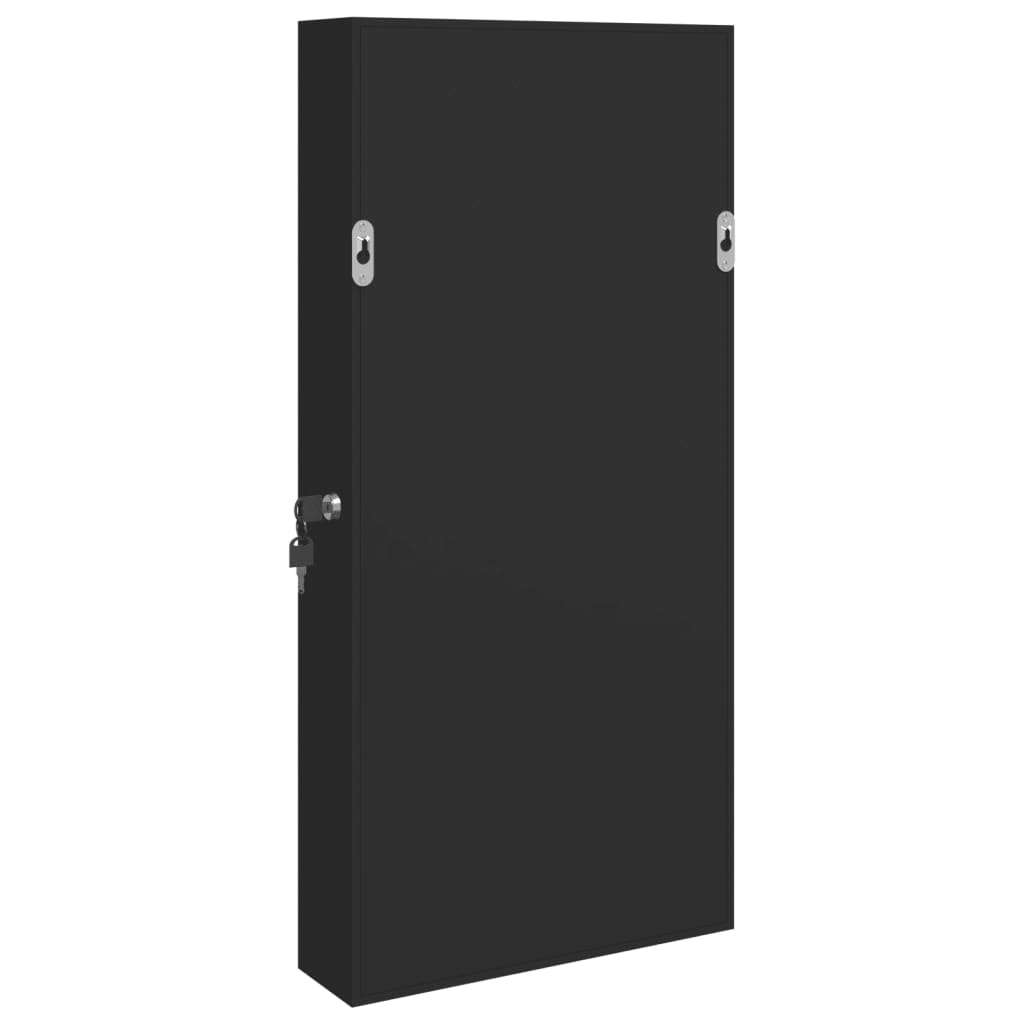 Armoire à bijoux miroir avec éclairage LED Montage mural Noir
