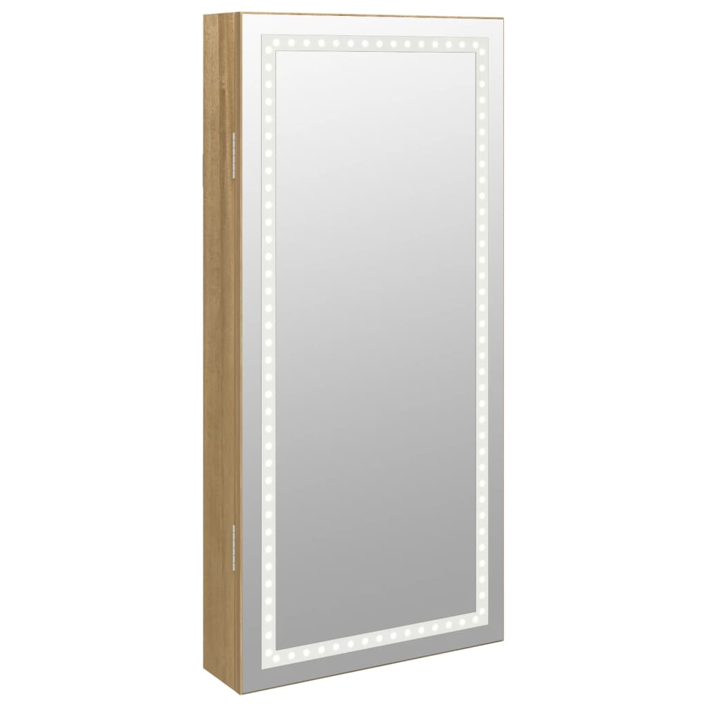 Mirror Jewelry Cabinet with LED Lighting Wall-mounted
